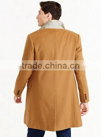 Most Handsome Slim Fit Custom Made Three Button Long Wool Coat for Men
