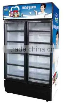 supermarket upright glass display showcase for beverage