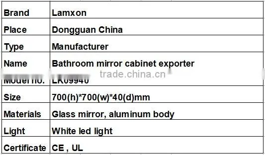 Bathroom mirror cabinet exporter with led side lights