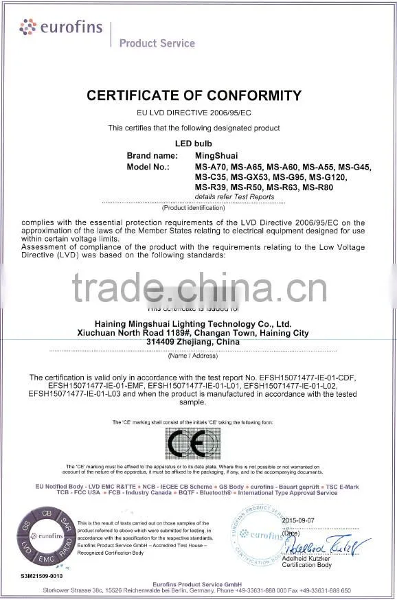 Certificate Approved COB Filament Led Bulb G45