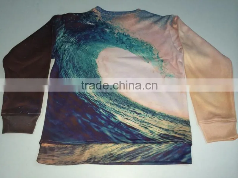 2015 hot style fleece sweatshirt with all over printing