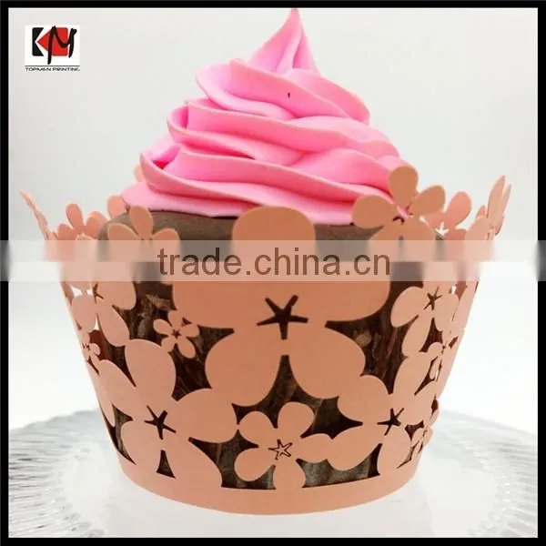 Laser cut flower paper cupcake wrapper for sale