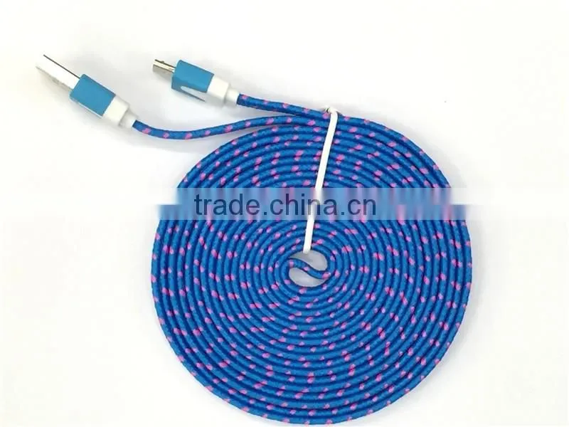 Mobile phone accessory micro data cable colorful weave usb cable