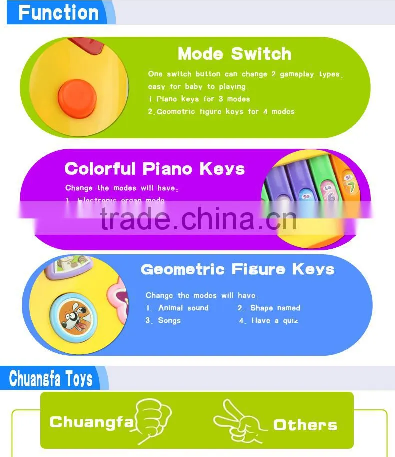 NO-5588 Music instrument plastic electric piano toys, cartoon tiger piano toys for kids