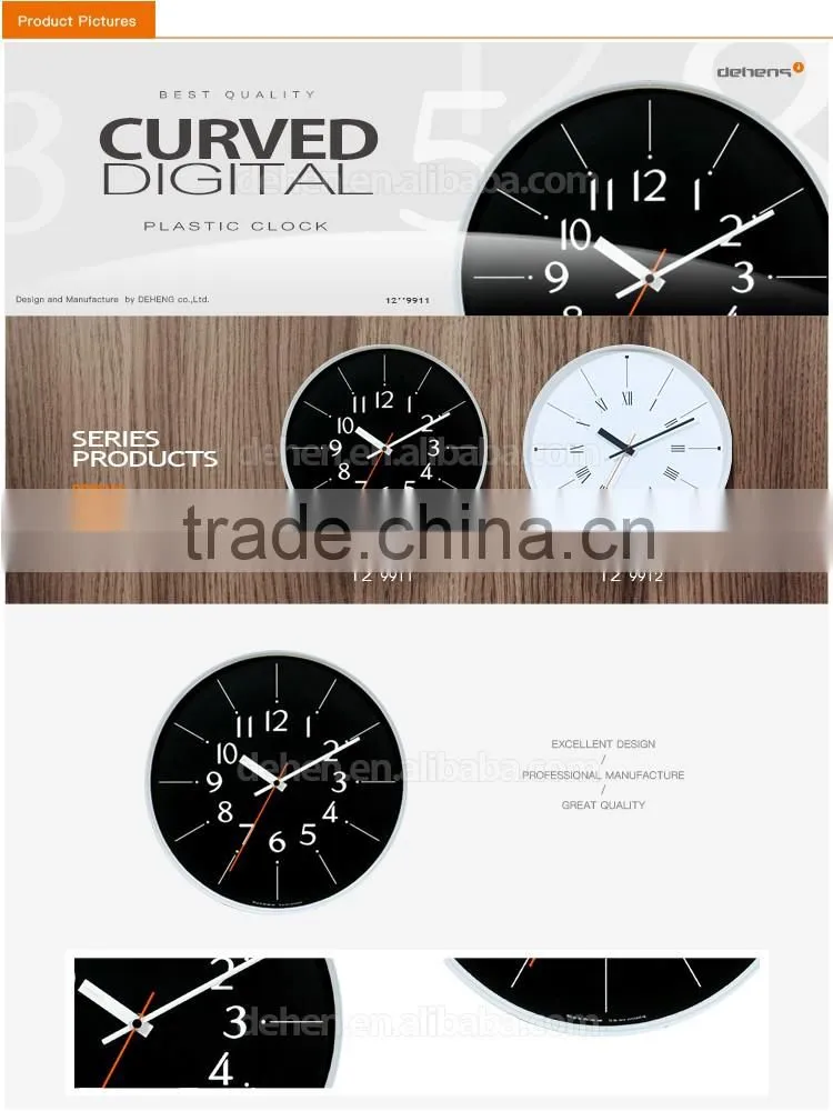 12 inch white Vaulted glass clock for promoption