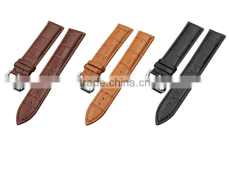 Luxury brand watch leather band with stainless steel pin buckle