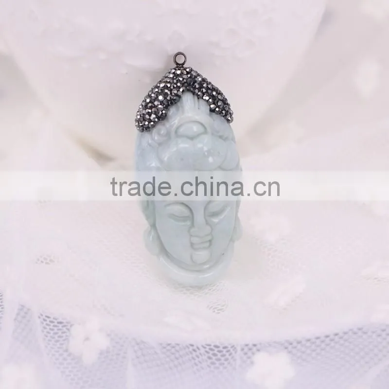 Natural Buddha Jade Pendant, Gem stone Druzy Pendant For Jewelry Making