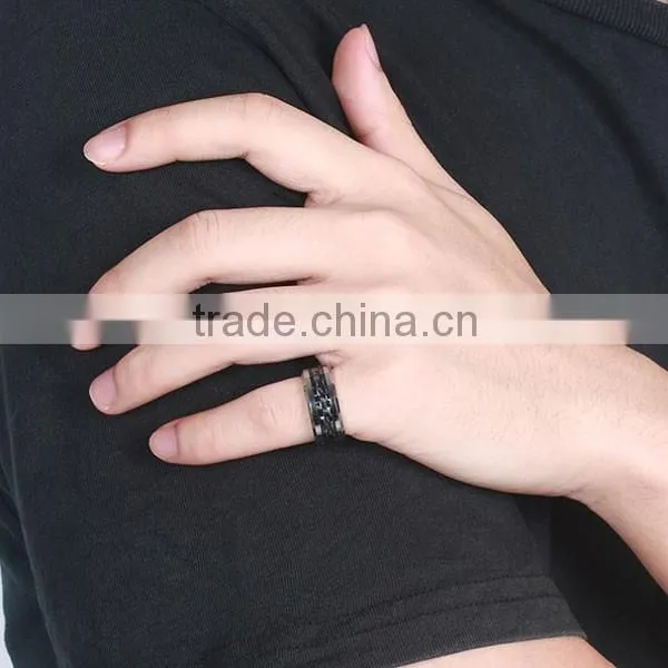 Top Quality Fashion Black Carbon Fiber Tungsten Steel Ring