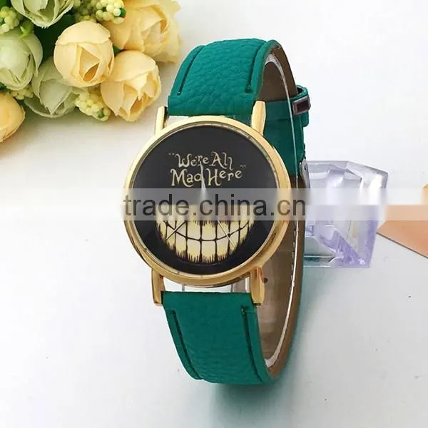 Fashion " we're all mad here" Leather Watch Design