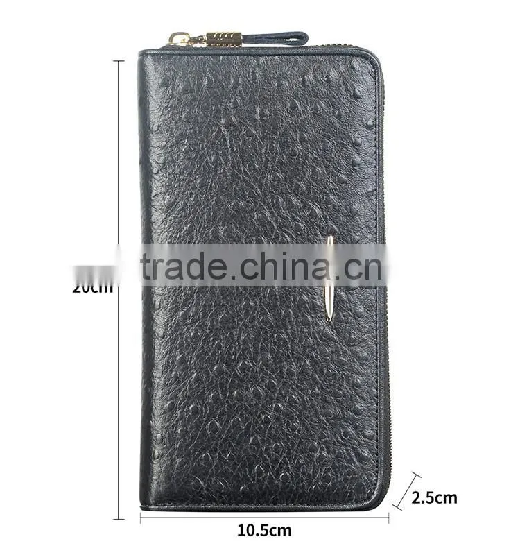 QIALINO Wholesale Zip Wallet Luxury Ostrich Leather card wallet handbag