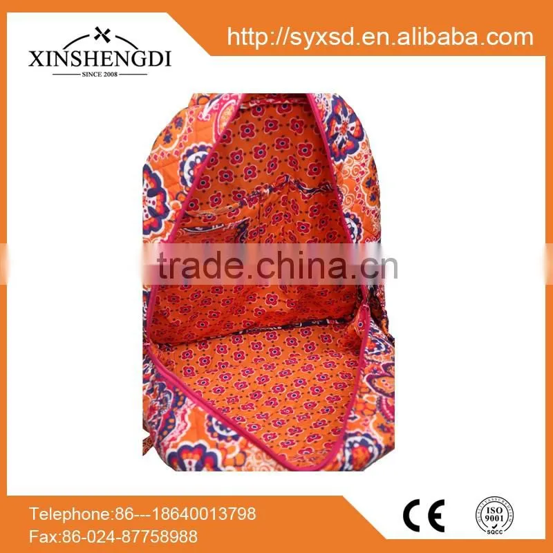 New design cotton colorful quilted pattern zip supreme backpack