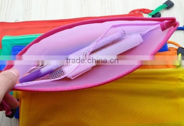Customized mesh inner pvc pencil case with compartments