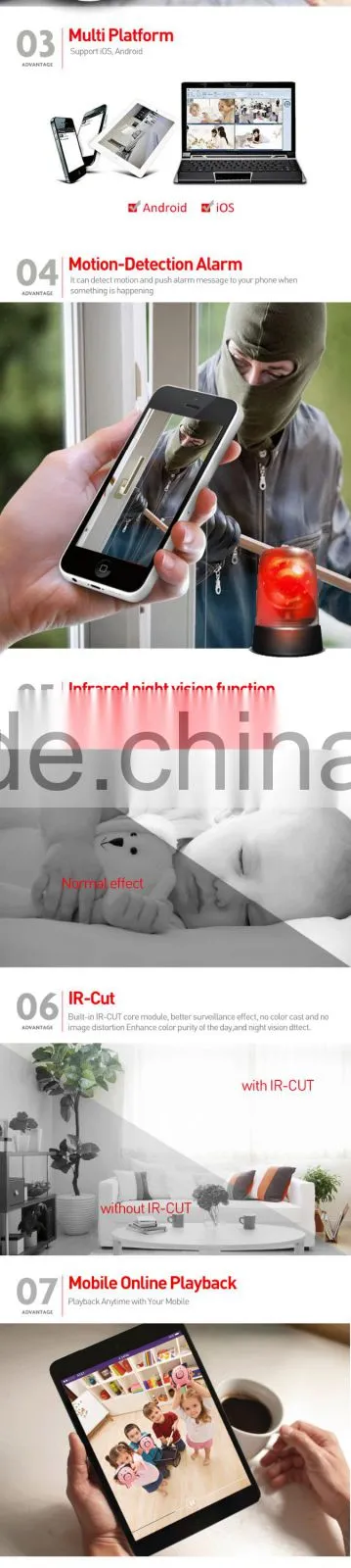 Two Way Audio 720P Yoosee Wifi IP Camera with Email Alert Support Android/ISO View