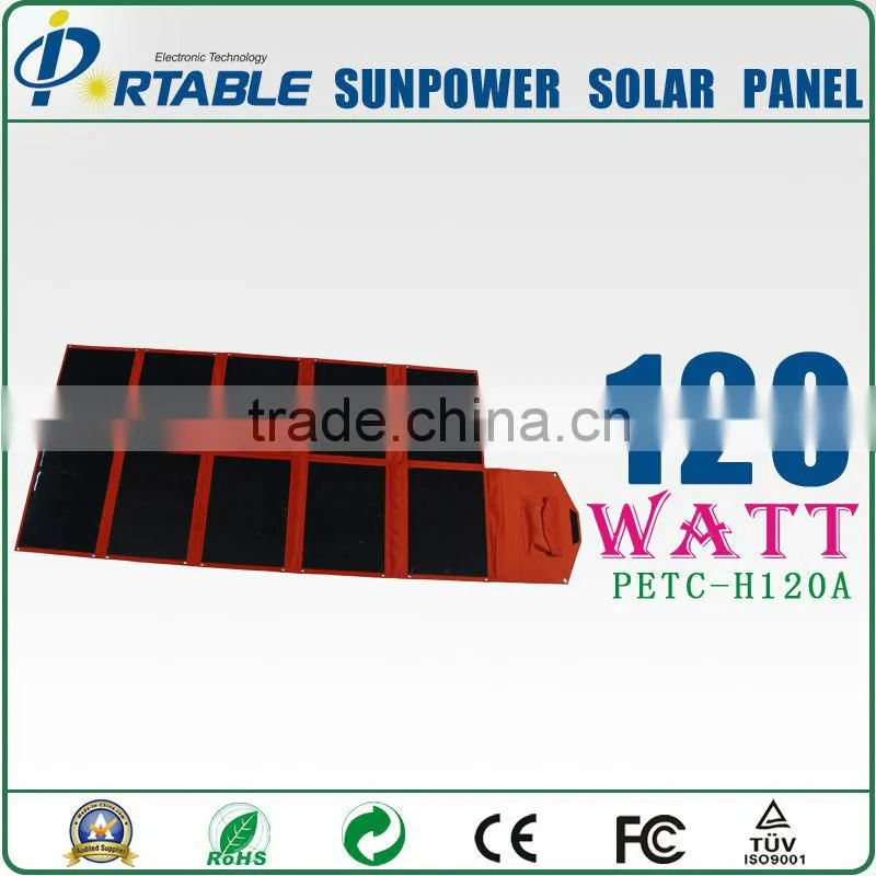 120w high efficiency foldable camping solar panel charger for car