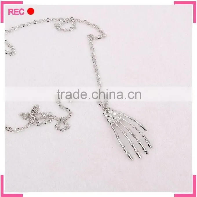 Custom logo necklaces Skeleton Hand pendant, imitate silver chain new model necklace