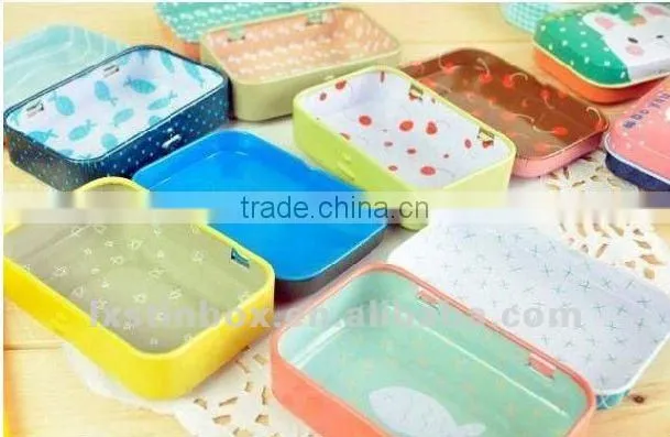 lovely package small metal hinged lid tin box