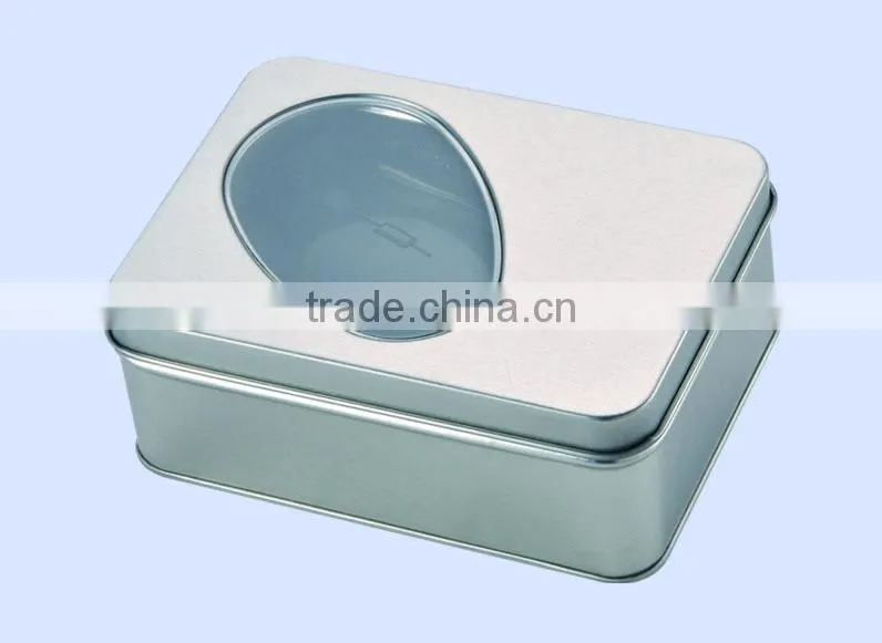 factory price custom gift box hot selling rectangular tin watch box PVC window luxury gift box packaging