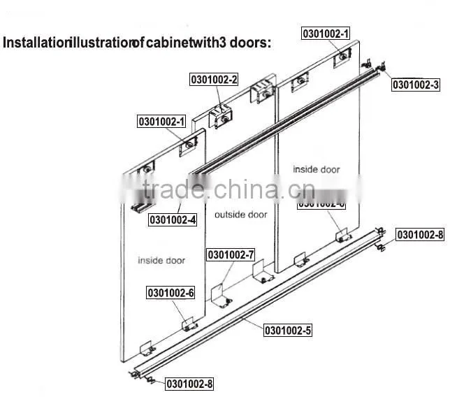 outer-hanging type sliding door hardware for wardrobe cabinet sliding door hardware