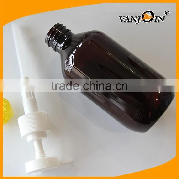 10 oz Cone Top Round Amber Lotion Bottle with White Pump Sprayer