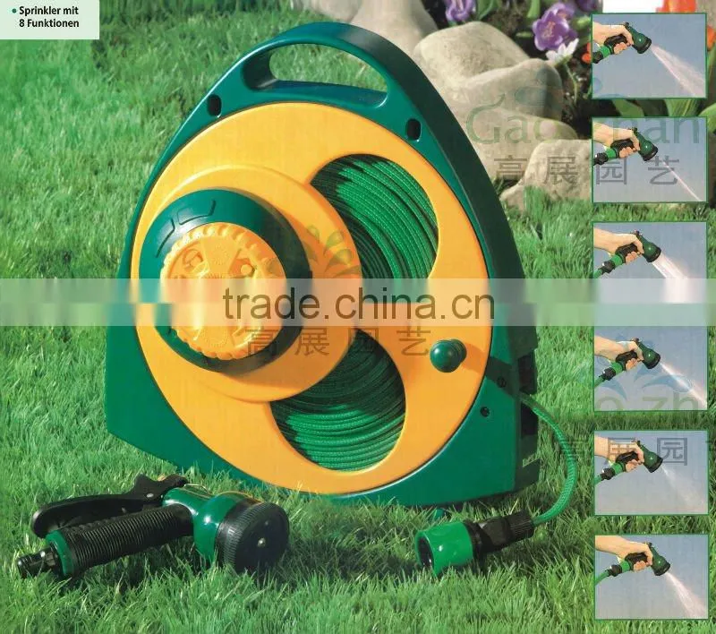 1/2" 60M garden water hose reel with aluminum tube and accessory basket