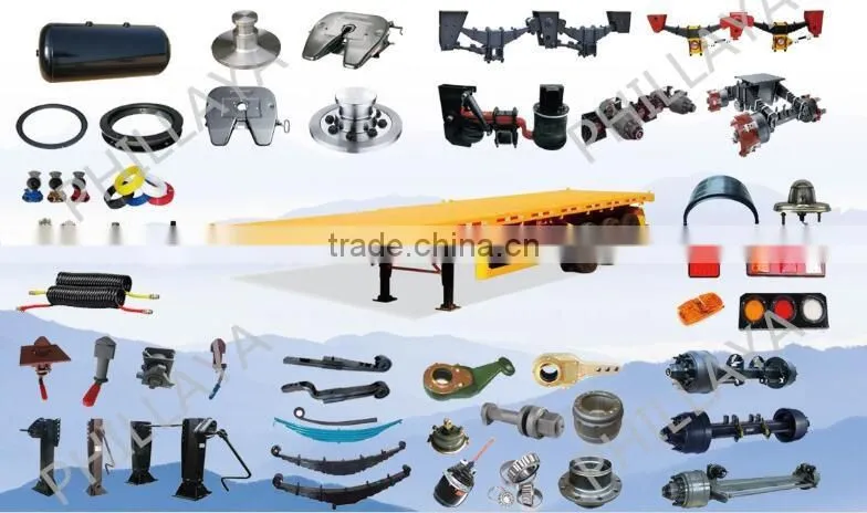 good factory3 Axles drop deck flat bed semi trailer for transport container trailer