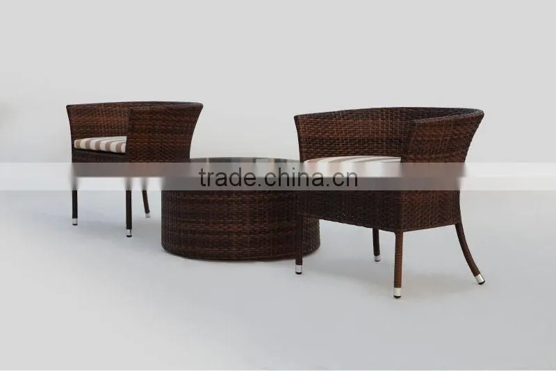 F-4296 outdoor rattan coffee set with round table and armchair