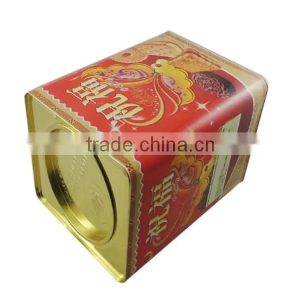 square structure round center lid empty tin can sale