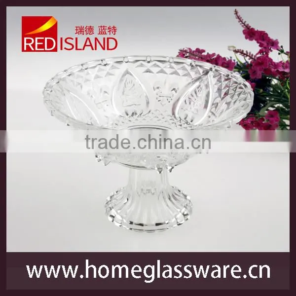 glass factory supply wholesale carving Glass Candy Dish stem Bowl