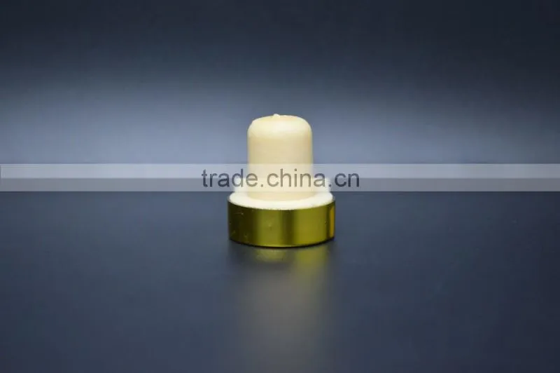 Shiny gold aluminum cap with synthestic cork wholesale cork stopper