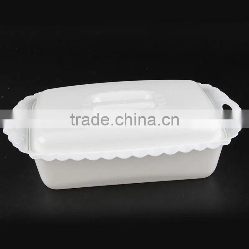 rectangular shape plastic salad bowl with lid