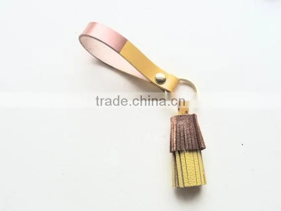 Colorful Leather Fringe Keychain Purse Charm Twister Tassel Key Holder