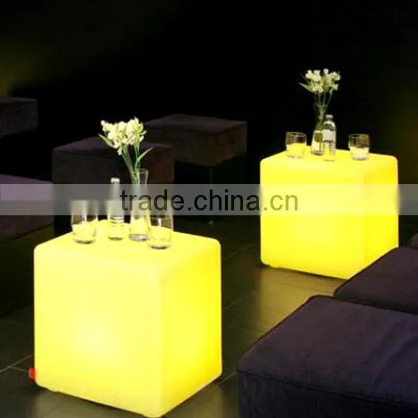 hotel and resorts used led cube shaped chair led glowing coffee table