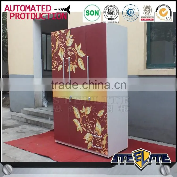 Indian bedroom wardrobe designs 3 door steel wardrobe cabinet with lock