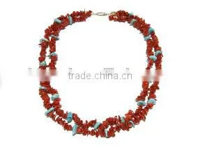 wholesale 17" 2 row 5-7mm irregular original coral beads necklace