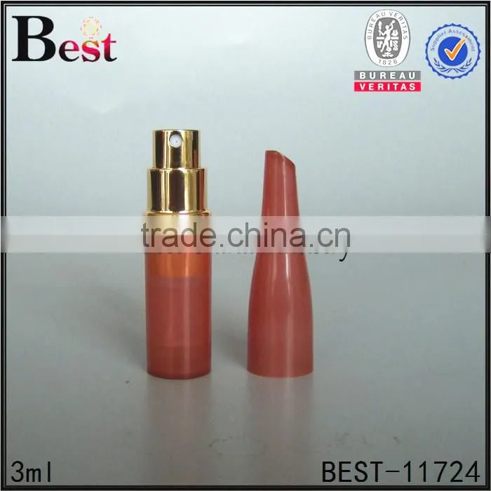 Shanghai Best 3ml mini perfume spray bottle red color perfume spray bottle round perfume bottle glass spray with plastic cap