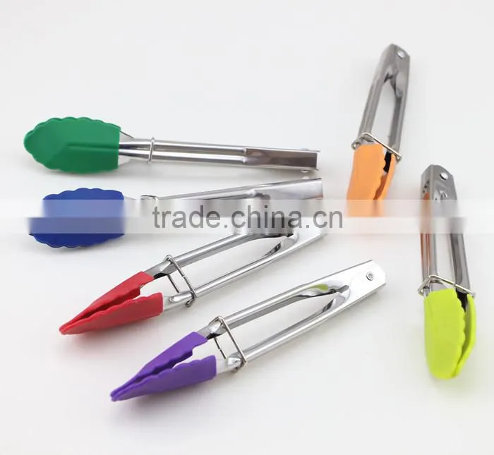 Mini Silicone & Stainless Steel Tongs (Assorted Colors)