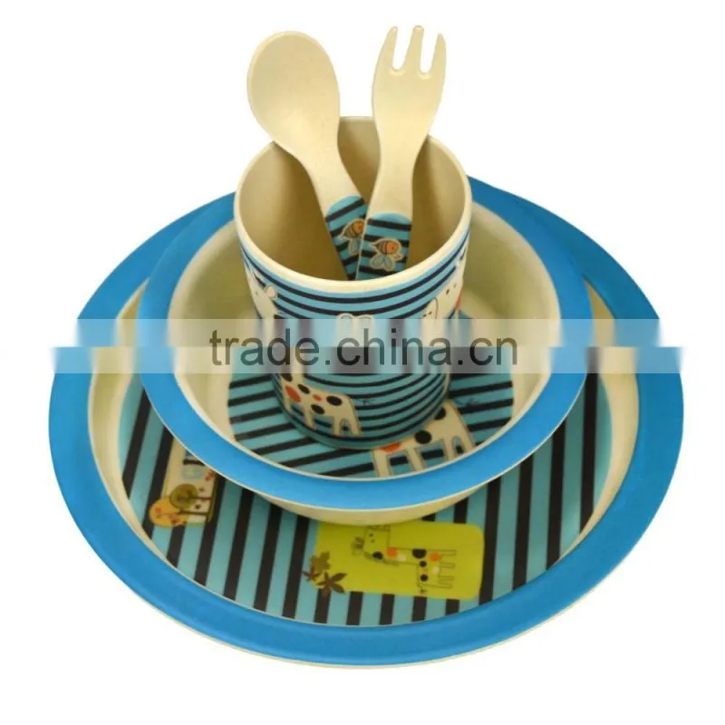 Wholesale Dishes Plate Set For Baby Kids Bamboo Fiber Dining Plate Set