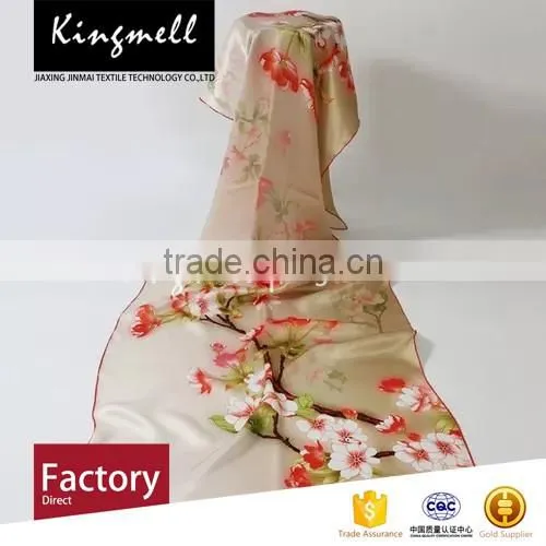 Custom Women's Elegant Floral Silk Scarf Made in China