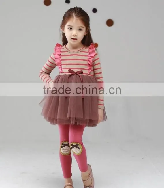 Brand New Girls Stripped dress Children's Long Sleeve spring autumn dress Kids Fashion Clothes baby striped dress