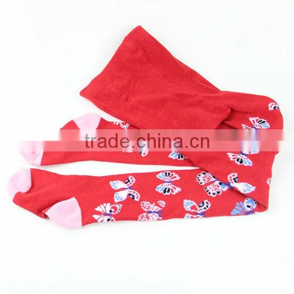 Red colored sexy girls tights legging with vivid butterfly