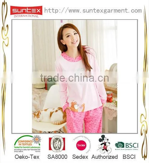 Long Sleeve Ladies Cotton Sleepwear