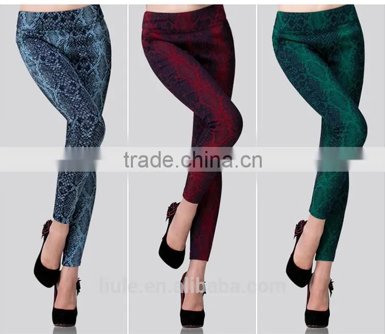 snake skin pattern embroideried casual ladies sweat pants