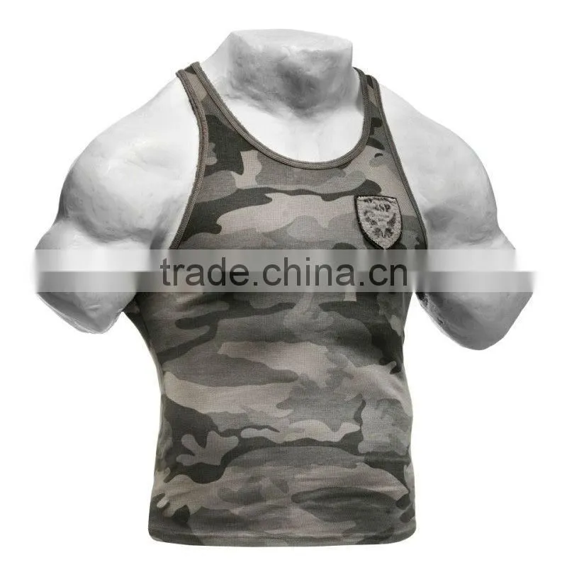 Men's Camouflage Gym Wear Knitted Fitness Singlet Muscle Singlet For Men