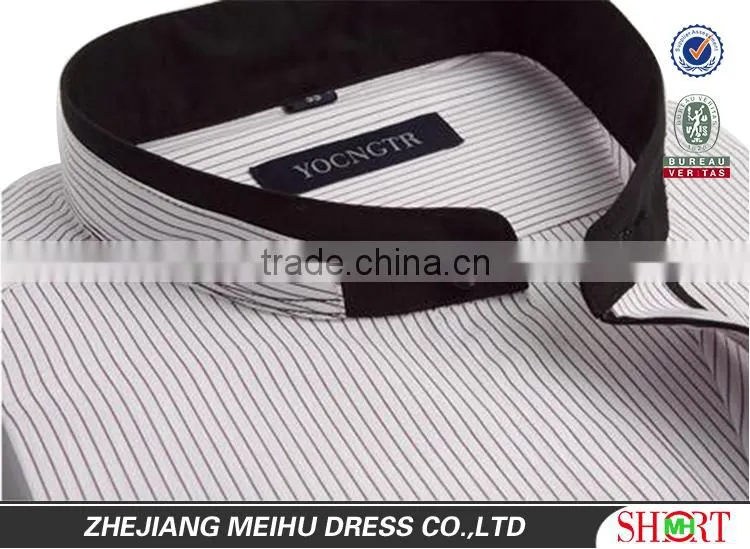 short sleeve slim fit mandarin collar shirt