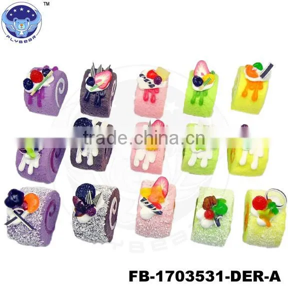Fake cake simulated food models looks real swiss roll with fruit refrigerator magnet