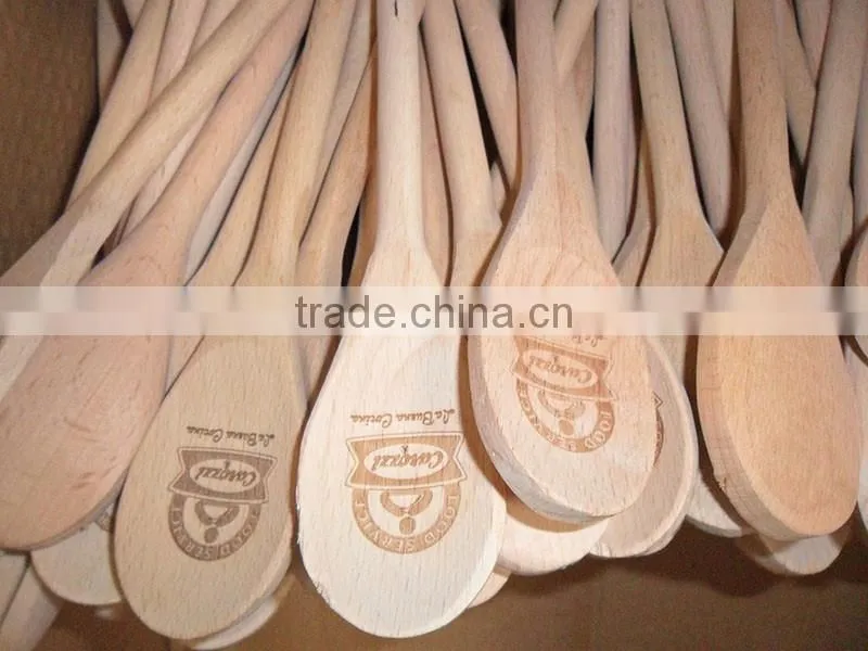 customise promotional and advertising wooden logo spoon shaped ball pen