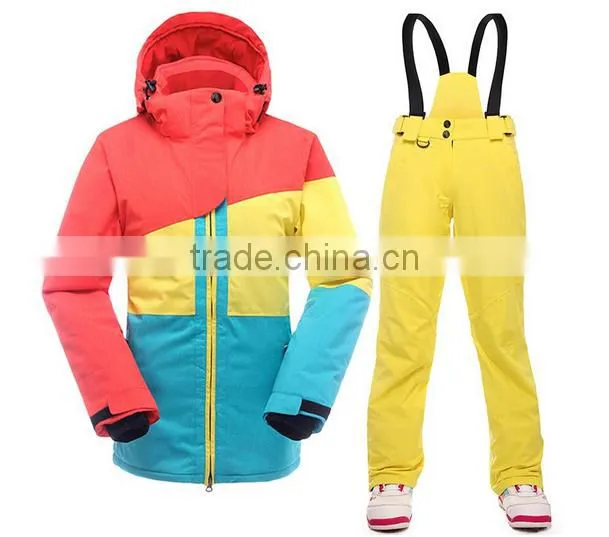 orange women waterproof quilted european ski jacket wholesale