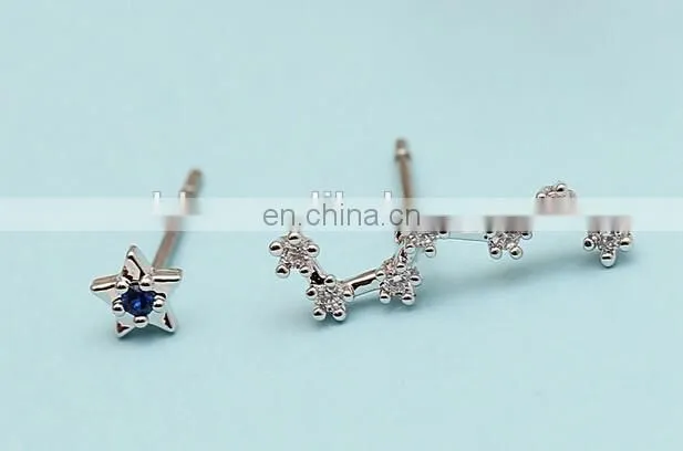 Asymmetric stud earrings darling small dipper star for your lobes