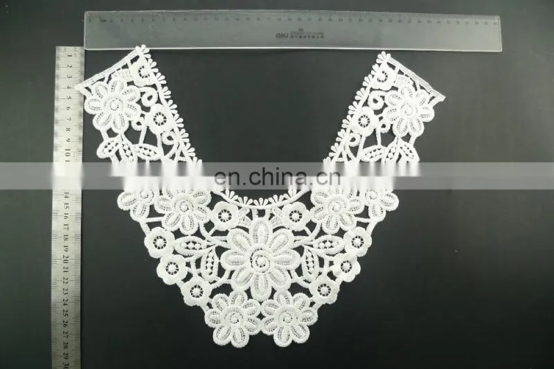 2017 latest custom embroidery neck design lace collar for wedding dresses