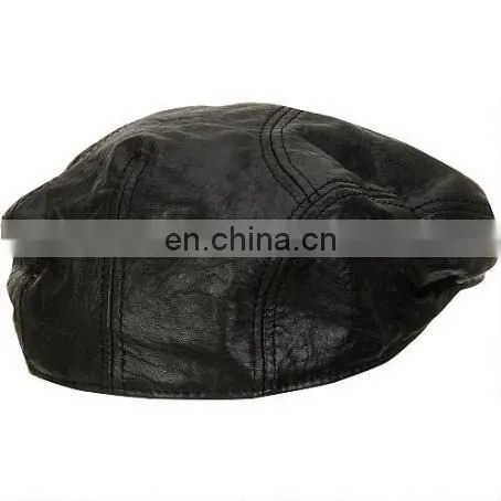 LEATHER GOLF CAP BLACK DRIVING HATS